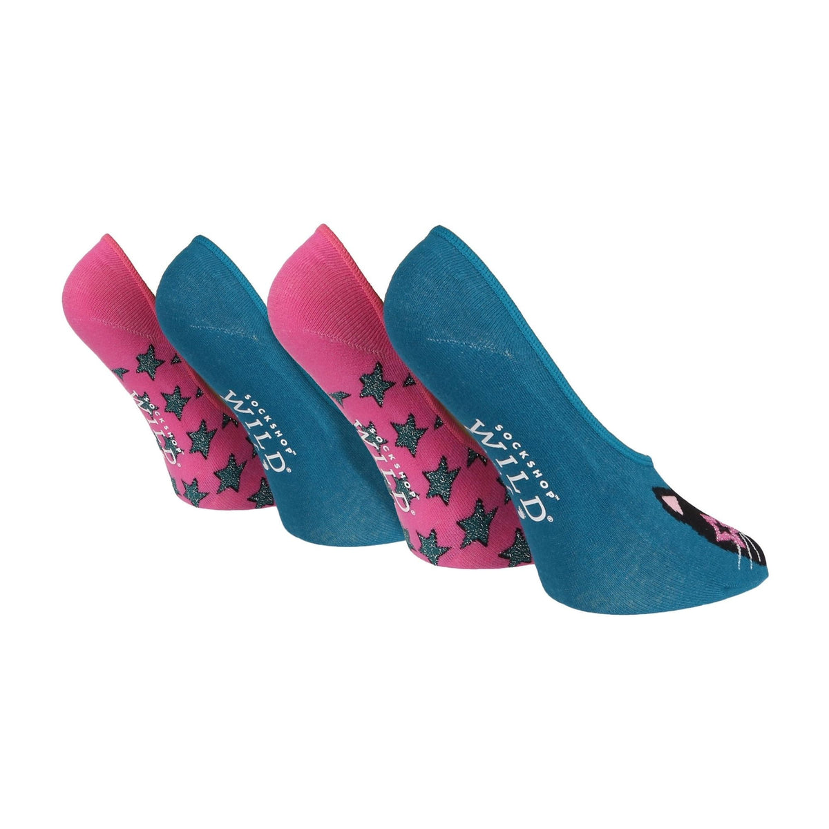 4 Pack Ladies Novelty No Show Socks: Summer Cotton Socks with Heel Grip