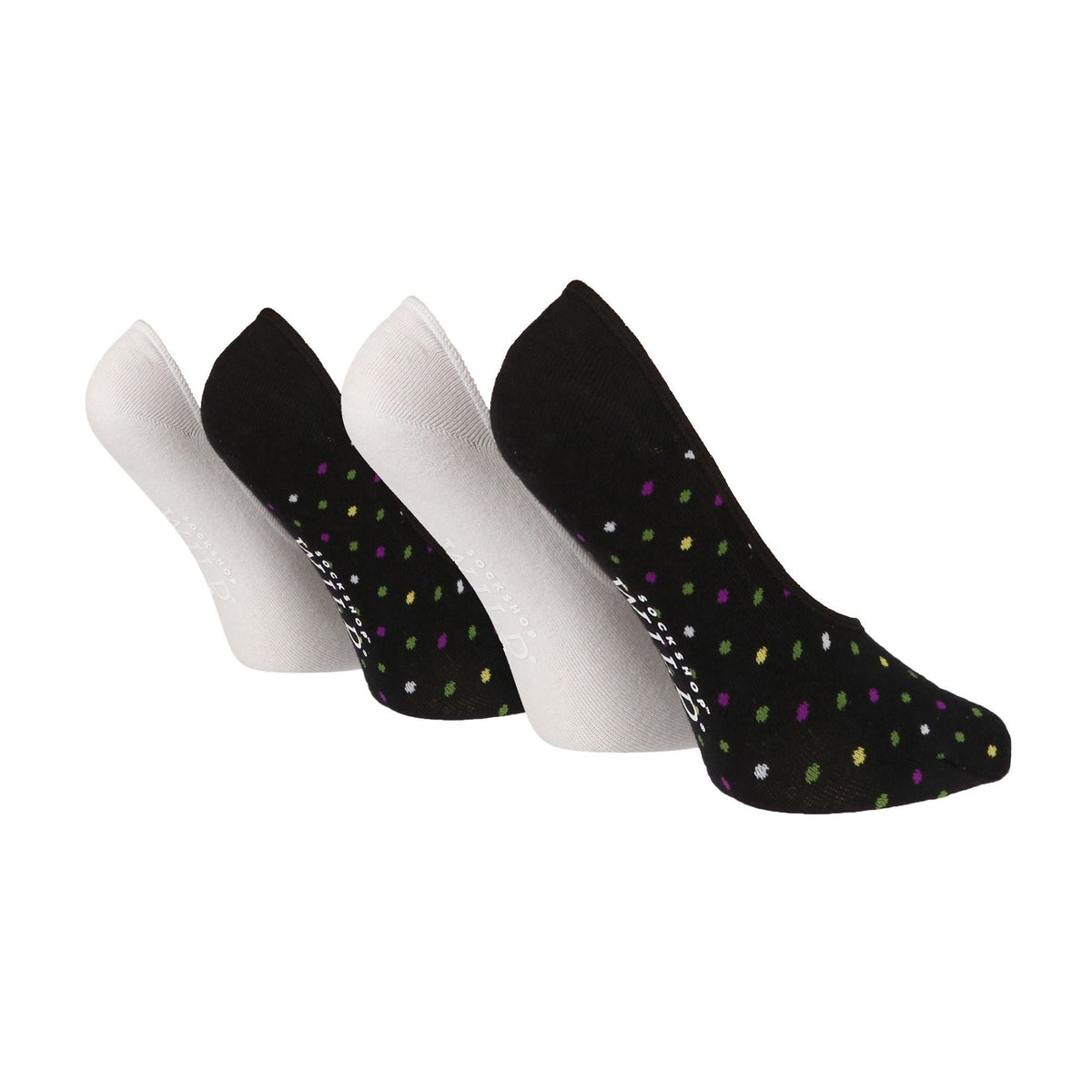 4 Pack Ladies Novelty No Show Socks: Summer Cotton Socks with Heel Grip