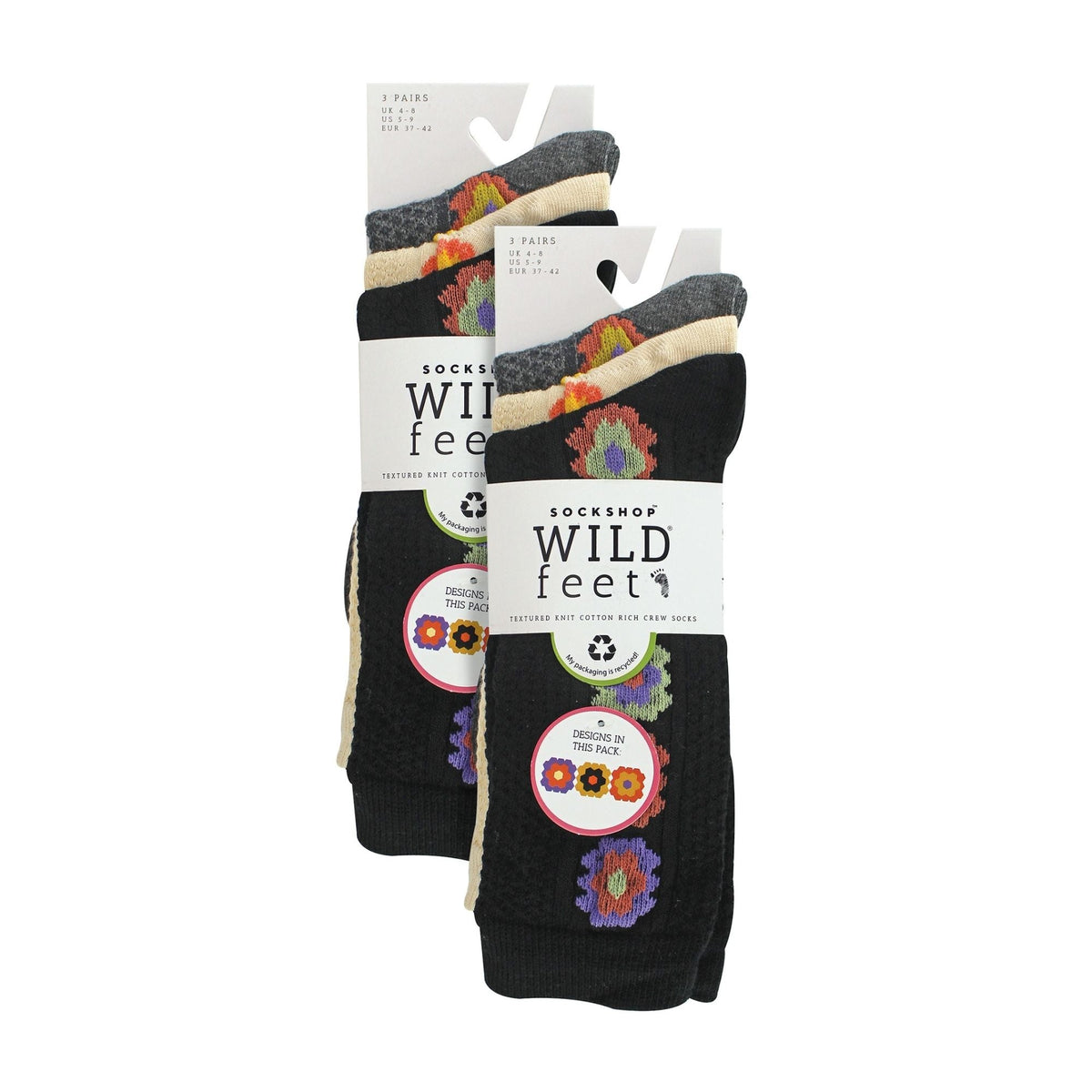 6 Pairs Ladies Multipack of Novelty Design Knitted Boot Socks | Autumn Socks