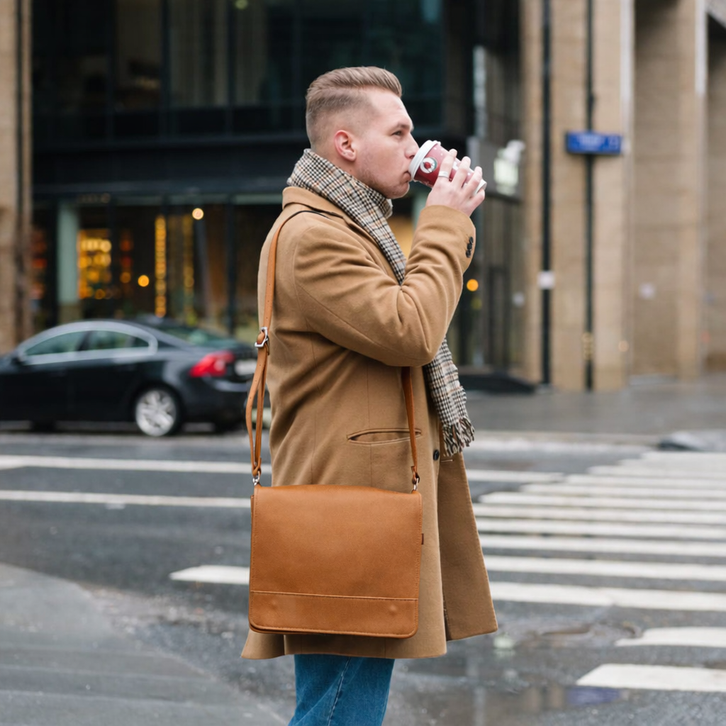 Soft Tannery Leather Messenger - Tan