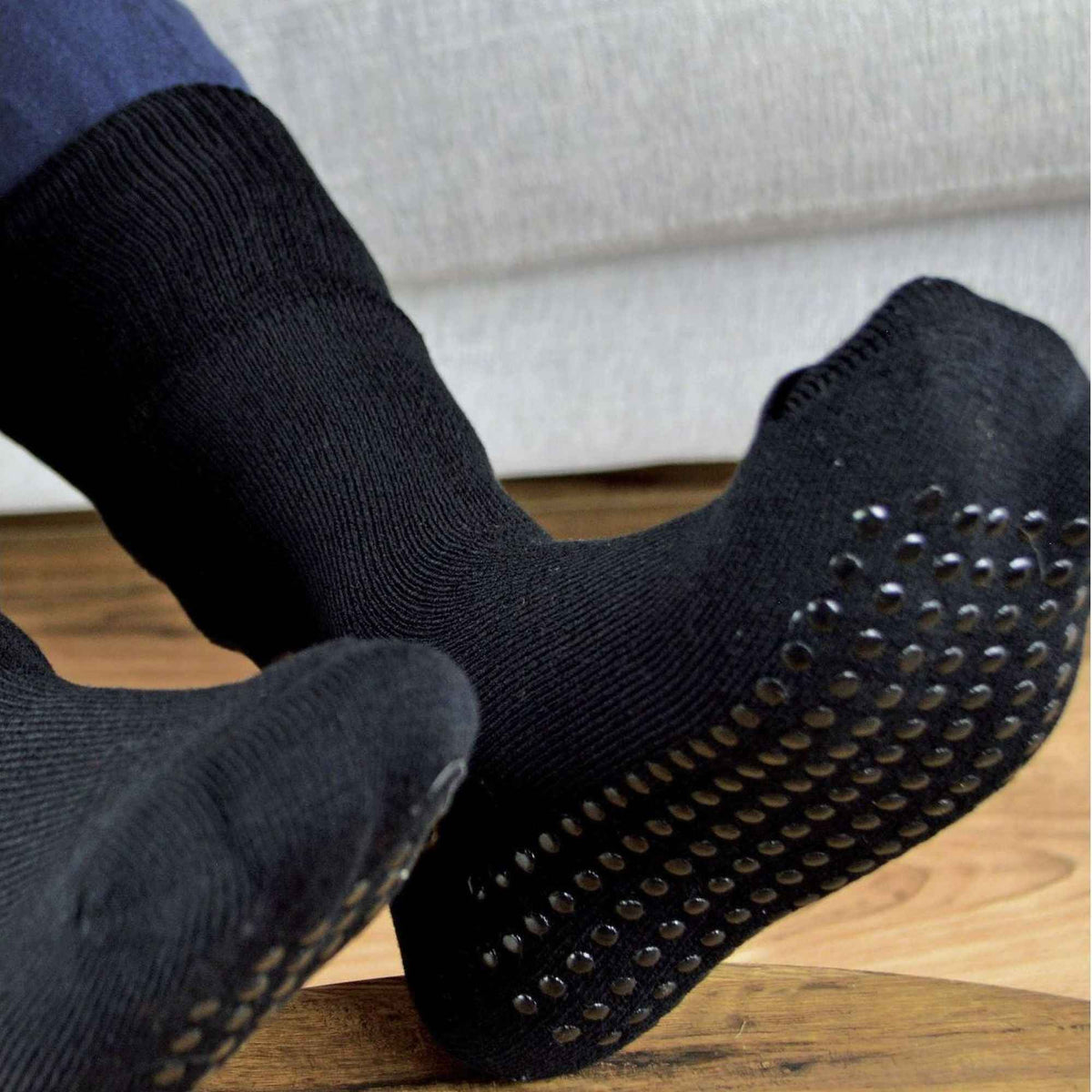 3 Pairs Unisex Multipack Anti-Slip Bamboo Slipper Socks with Grippers