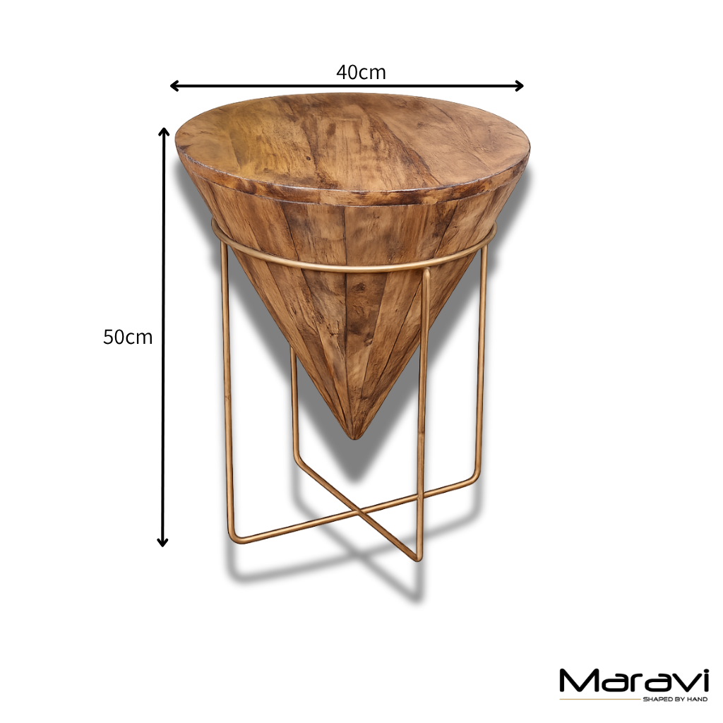 Tamia Wooden Cone Unique Side Table