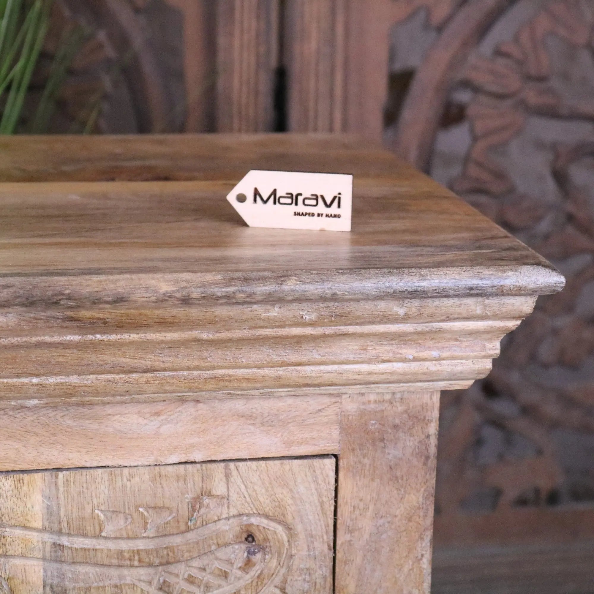 Tarinda Carved Wooden Storage Cabinet