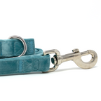 Tiffany's - Light Teal Velvet Dog Harness with Silver Metal Hardware