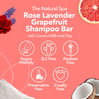 Rose, Lavender & Grapefruit Shampoo Bar | Natural Hair Wash for All Hair Types | Vegan, Plastic-Free Hair Care