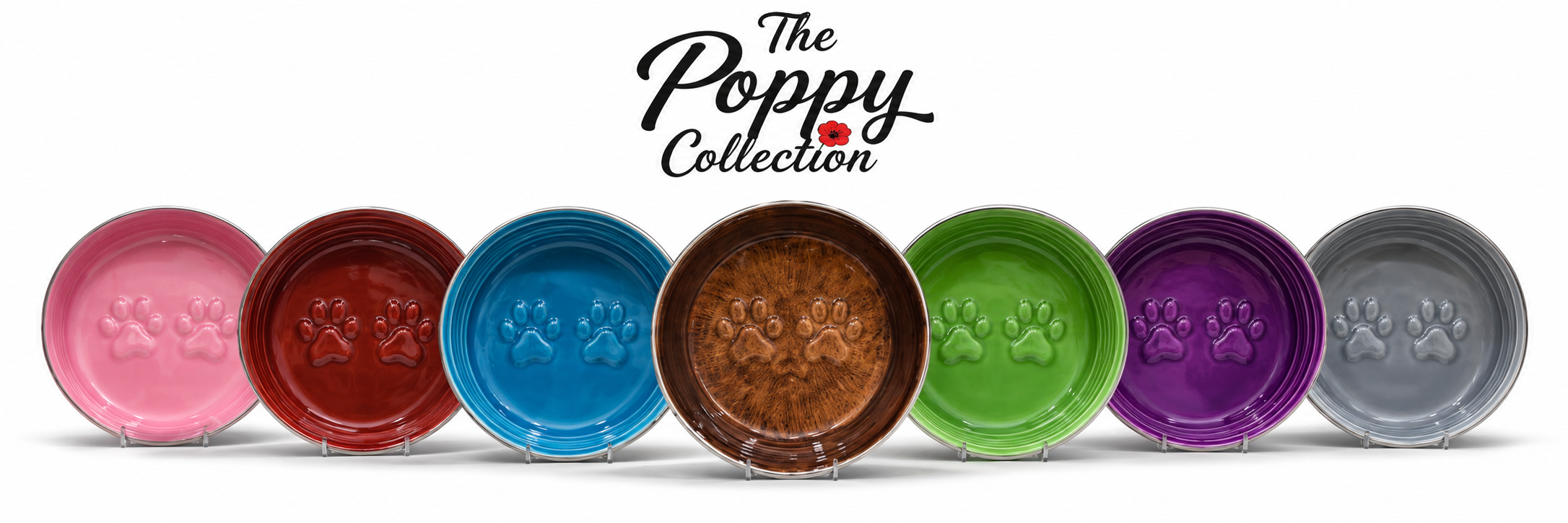 The Poppy Collection Dog Bowl - Grey