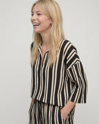 Vi Brown Stripe Print V-Neck Shirt
