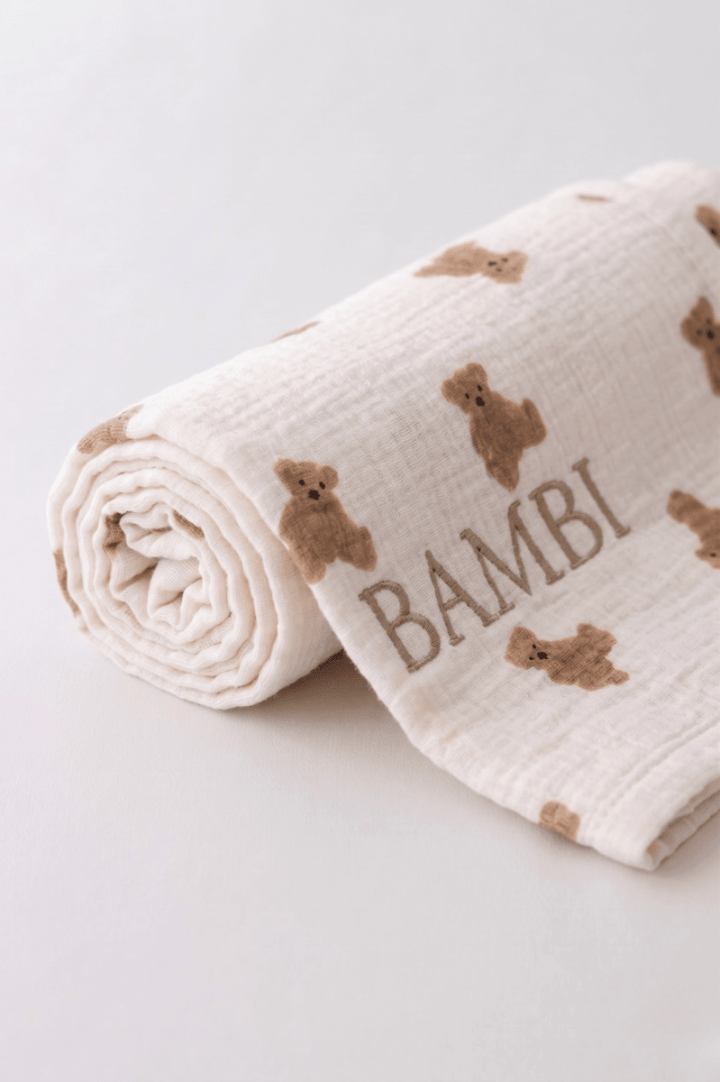 The Bear Muslin Blanket Swaddle
