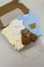 The Cozy Blue Boucle Baby Bear & Blue Rainbow Personalised Gift Box