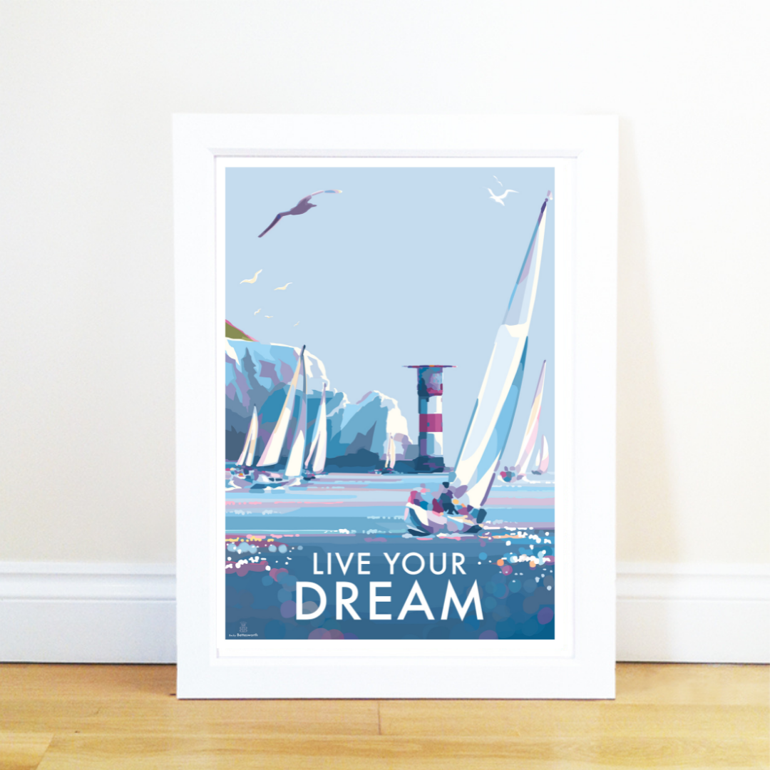 Vintage Travel Poster – Live Your Dream Motivational Quote Print by BeckyBettesworth (live-your-dream)