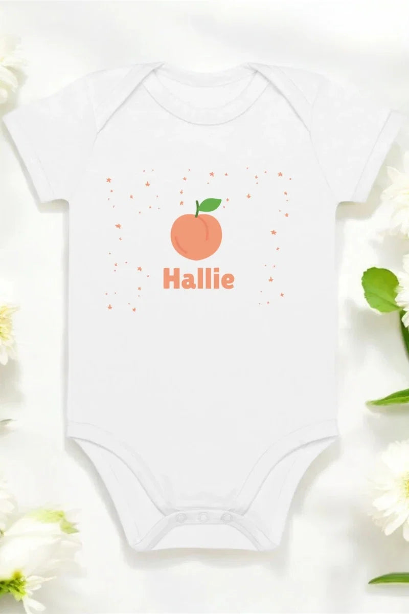 Peach Personalised Bodysuit in White