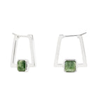 Silver Deco Square Agate Hoops