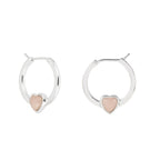 Silver Pink Opal Heart Hoop