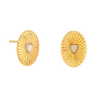 Gold Celeste Moonstone Heart Studs