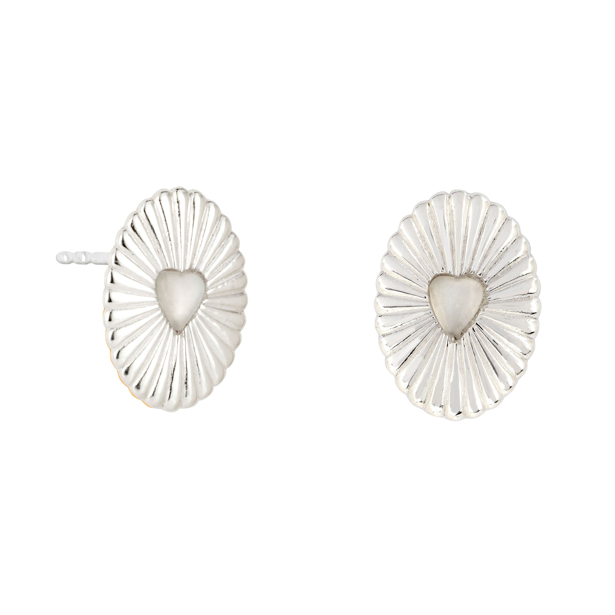 Silver Celeste Moonstone Heart Studs