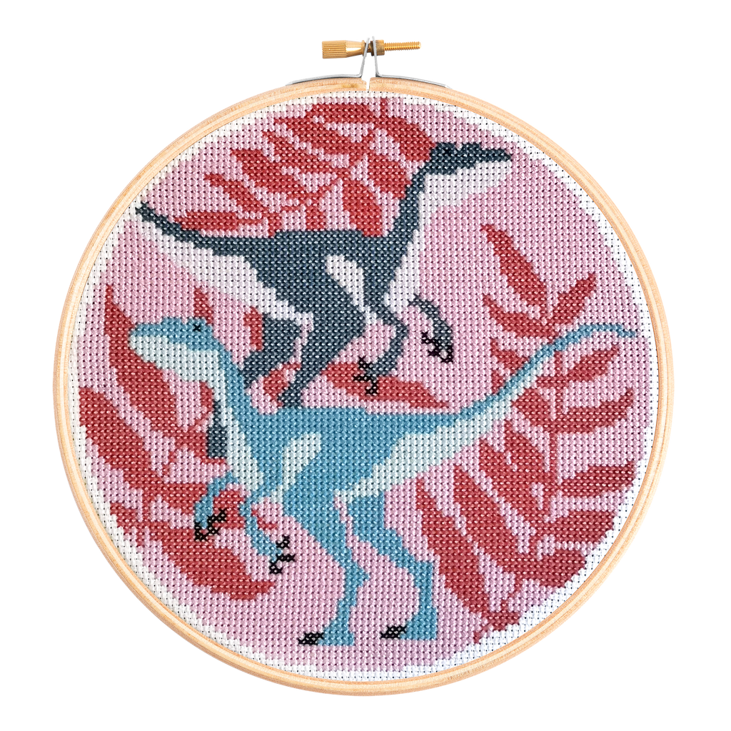 Velociraptors Dinosaur Cross Stitch Kit for Beginners