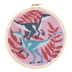 Velociraptors Dinosaur Cross Stitch Kit for Beginners