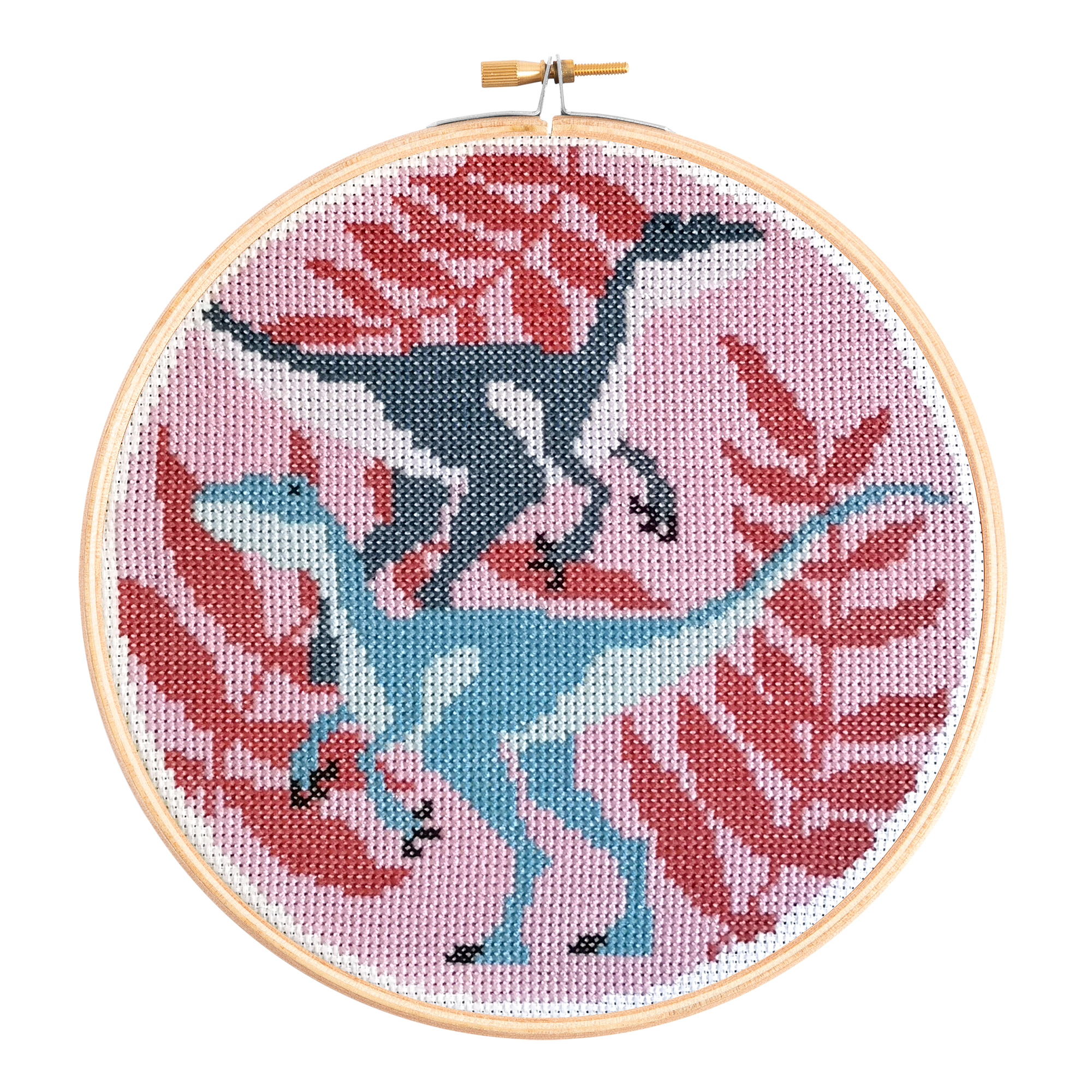 Velociraptors Dinosaur Cross Stitch Kit for Beginners