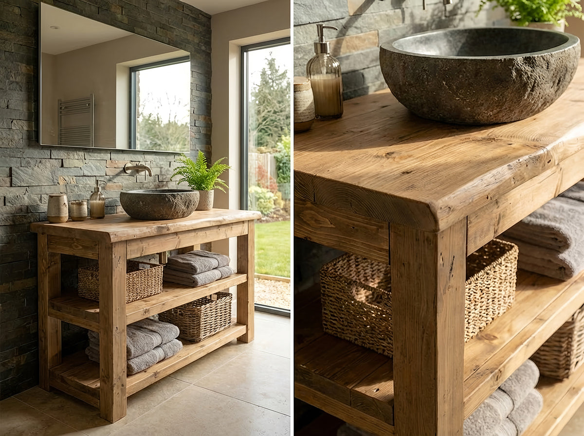 Venti Live Edge Vanity Solid Wood With Storage