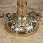 Vintage 77cm Large Brass Vase Hand Painted and Etched - White