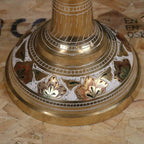 Vintage 77cm Large Brass Vase Hand Painted and Etched - White