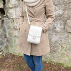 Handmade Leather Festival Phone Bag - White