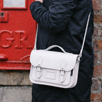 Leather Midi Satchel - White