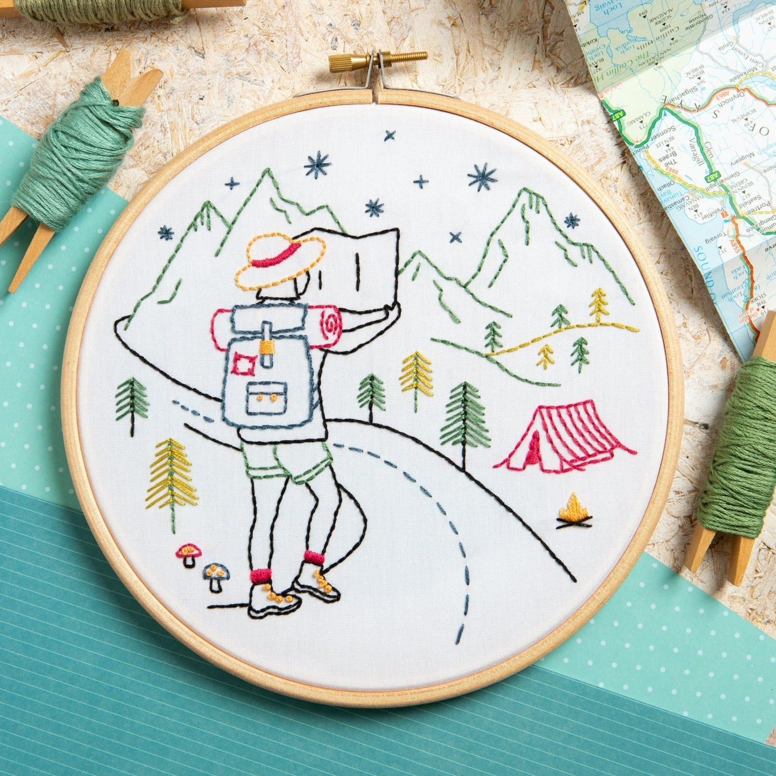 Explore - Hiking Embroidery Kit for Beginners