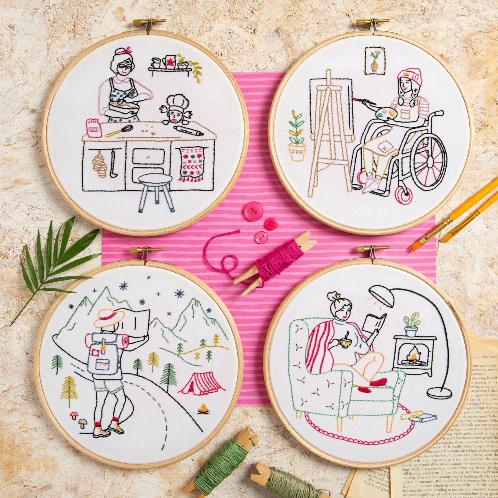 Unwind - Booklover Embroidery Kit for Beginners