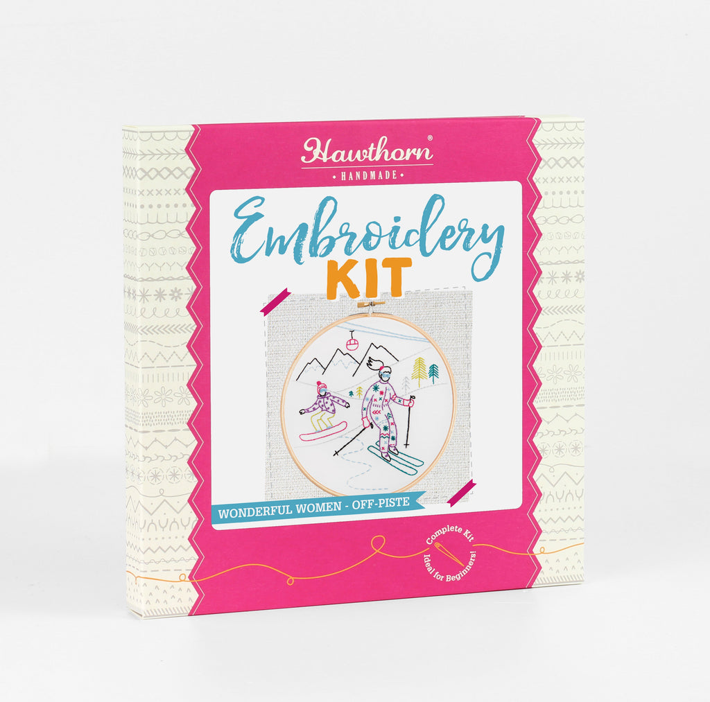 Off-Piste - Skiing and Snowboarding Embroidery Kit for Beginners