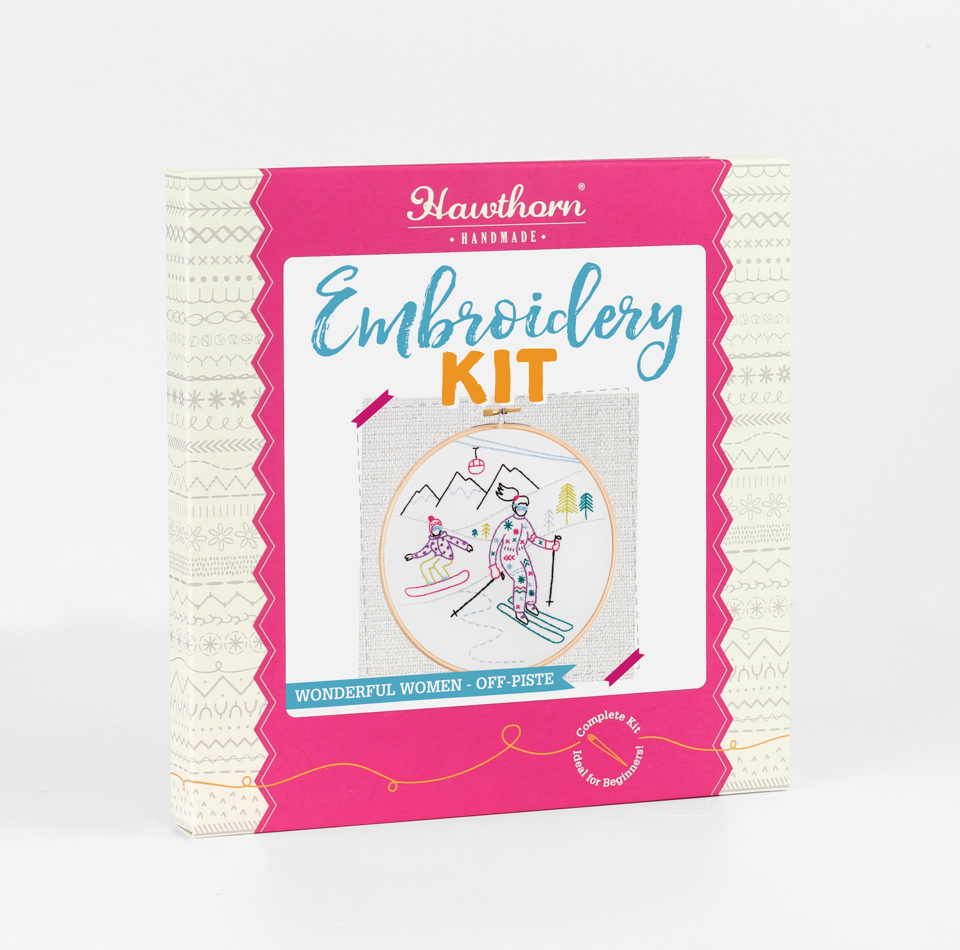 Off-Piste - Skiing and Snowboarding Embroidery Kit for Beginners