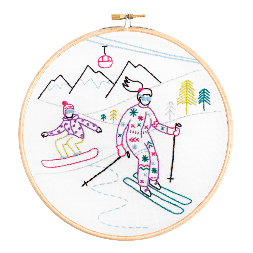 Off-Piste - Skiing and Snowboarding Embroidery Kit for Beginners