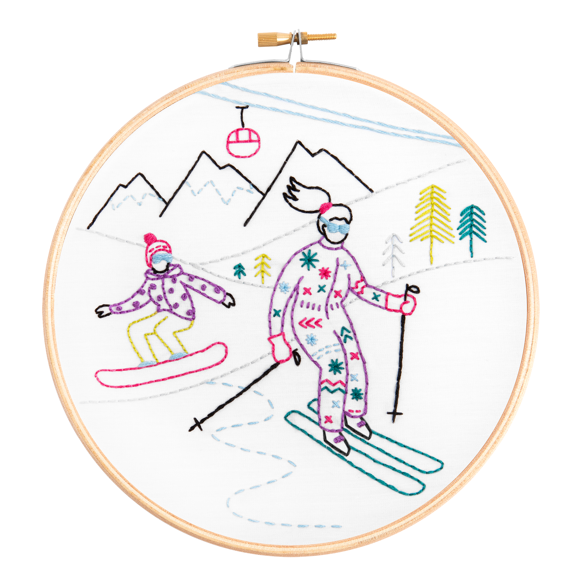 Off-Piste - Skiing and Snowboarding Embroidery Kit for Beginners