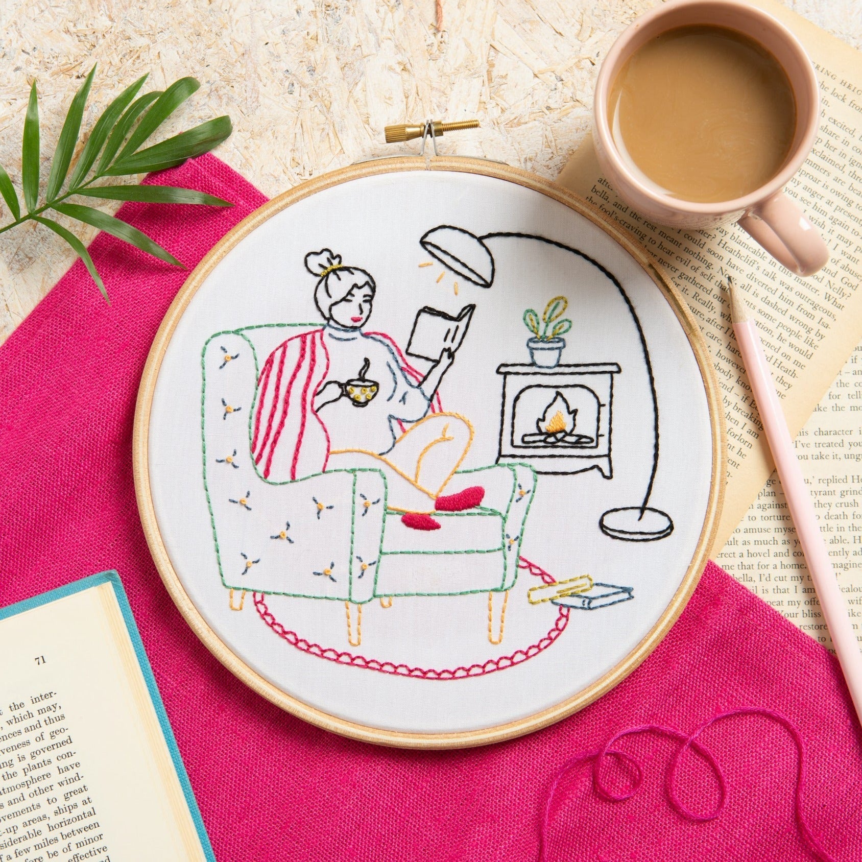 Unwind - Booklover Embroidery Kit for Beginners