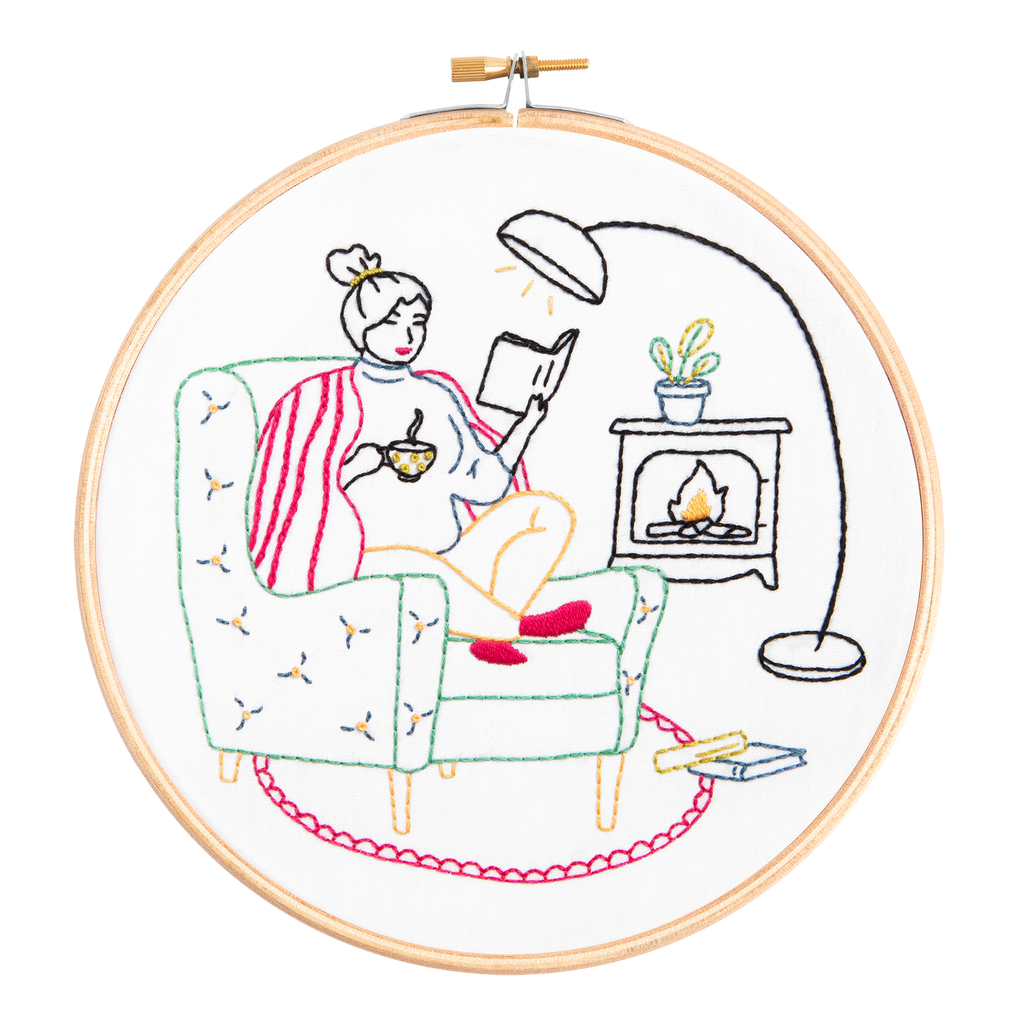 Unwind - Booklover Embroidery Kit for Beginners