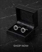 Luxe Black Dial & Crystal Embellished Cufflinks