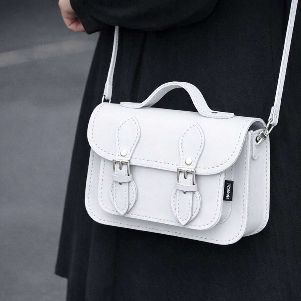 Handmade Leather Micro Satchel - White