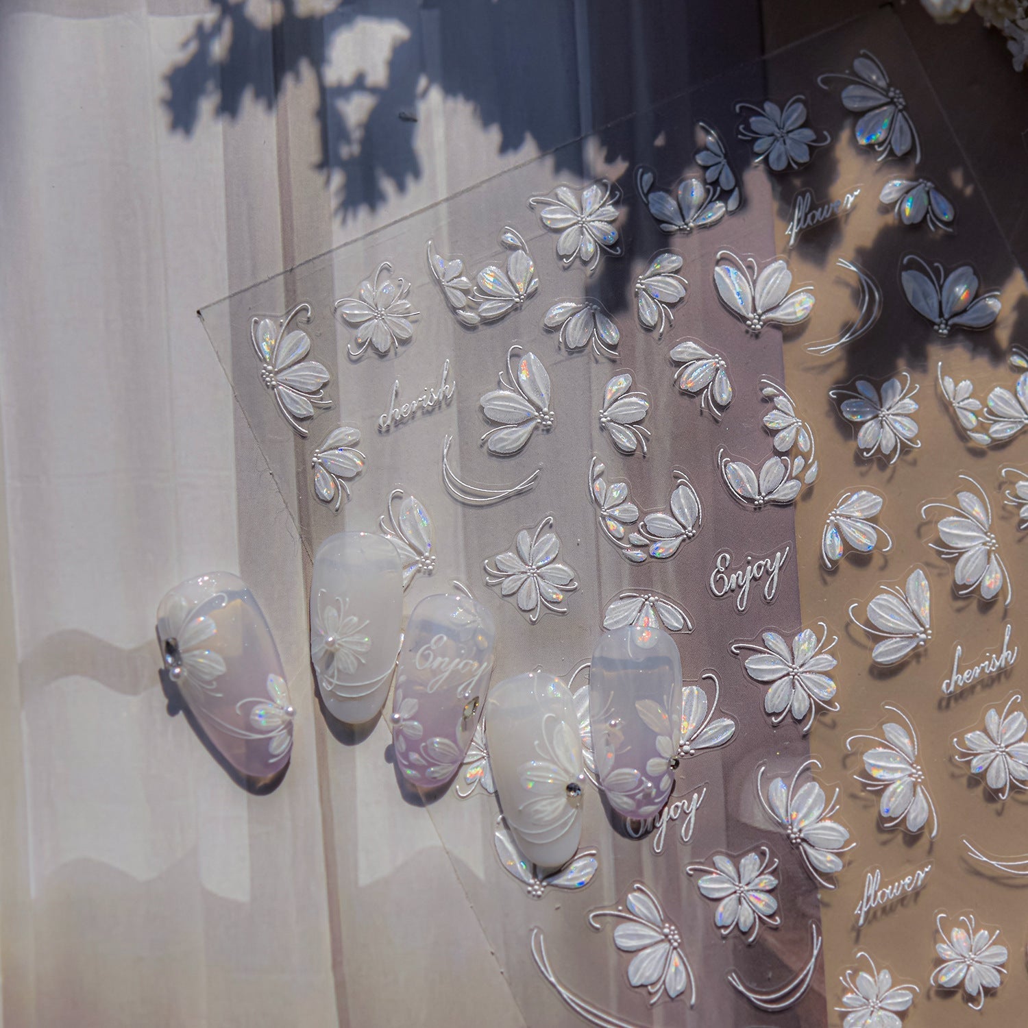 Hello Claws | White Cherry Flower Nail Deco Sticker