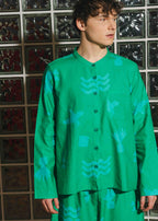 Organic Cotton and Linen Shirt in Meadow Flow