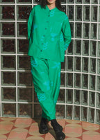 Organic Cotton & Linen Balloon Trousers in Meadow Flow
