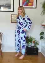 Organic Cotton Pyjama Shirt in Blue Things