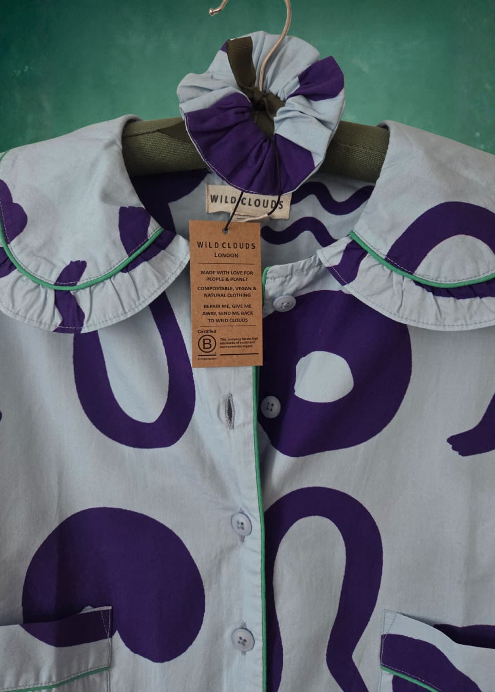 Organic Cotton Pyjama Shirt in Blue Things