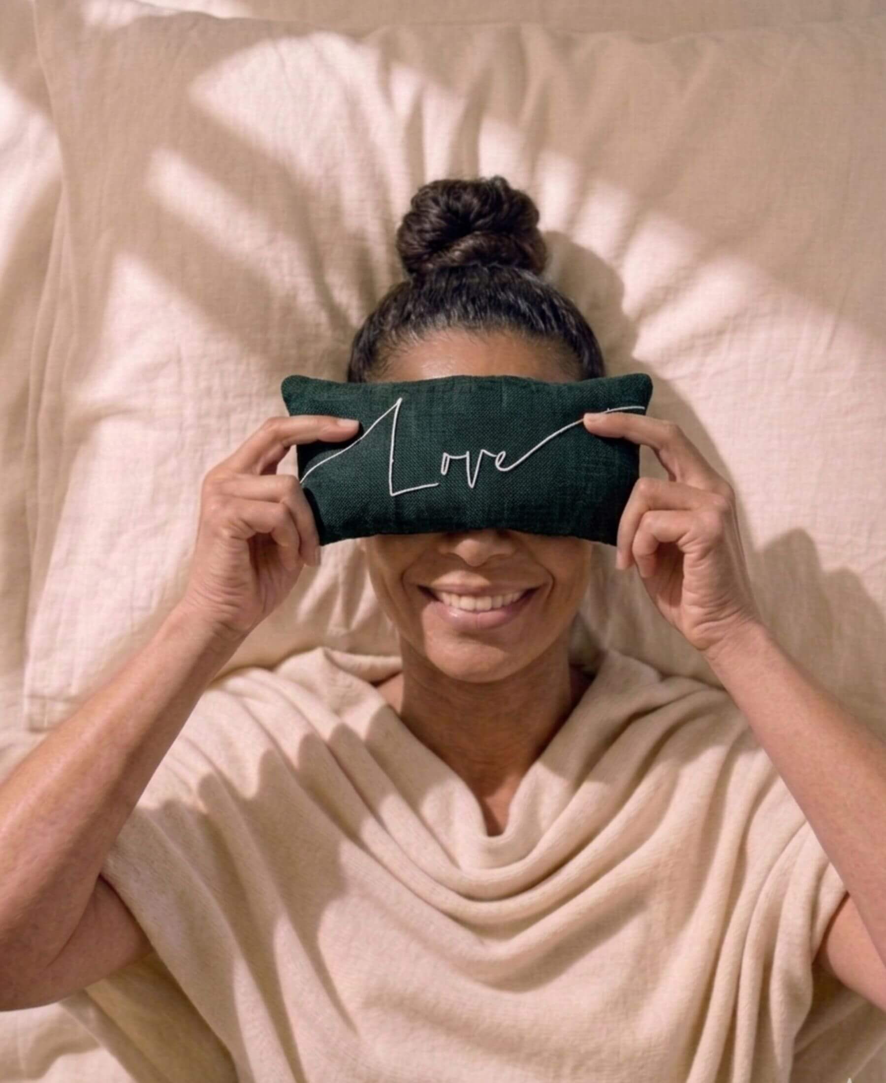 Love Embroidered Linen and Lavender Eye Pillow