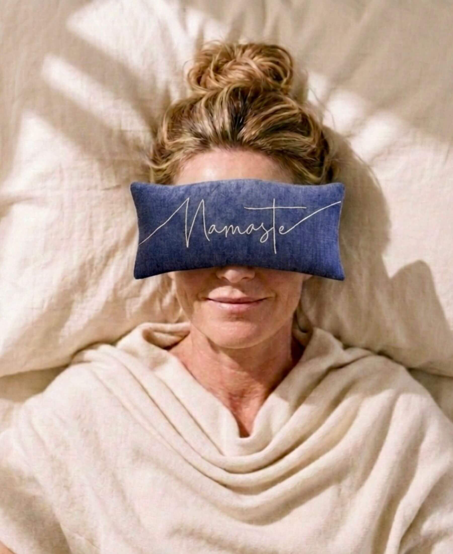 Namaste Embroidered Linen and Lavender Eye Pillow