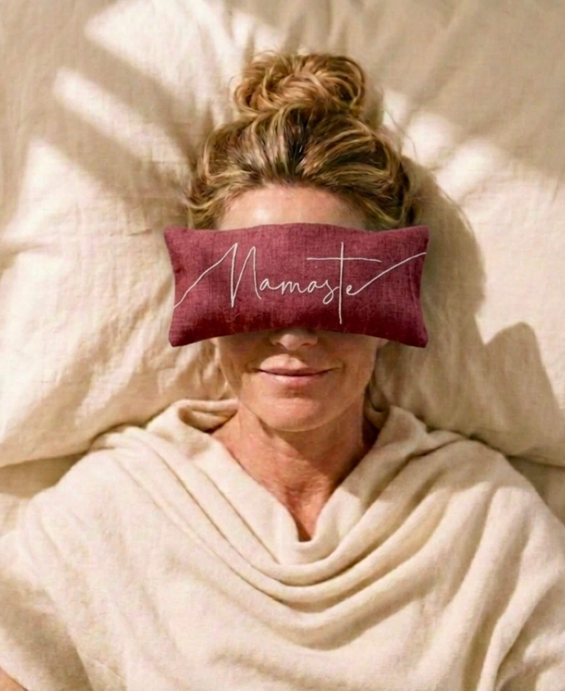 Namaste Embroidered Linen and Lavender Eye Pillow