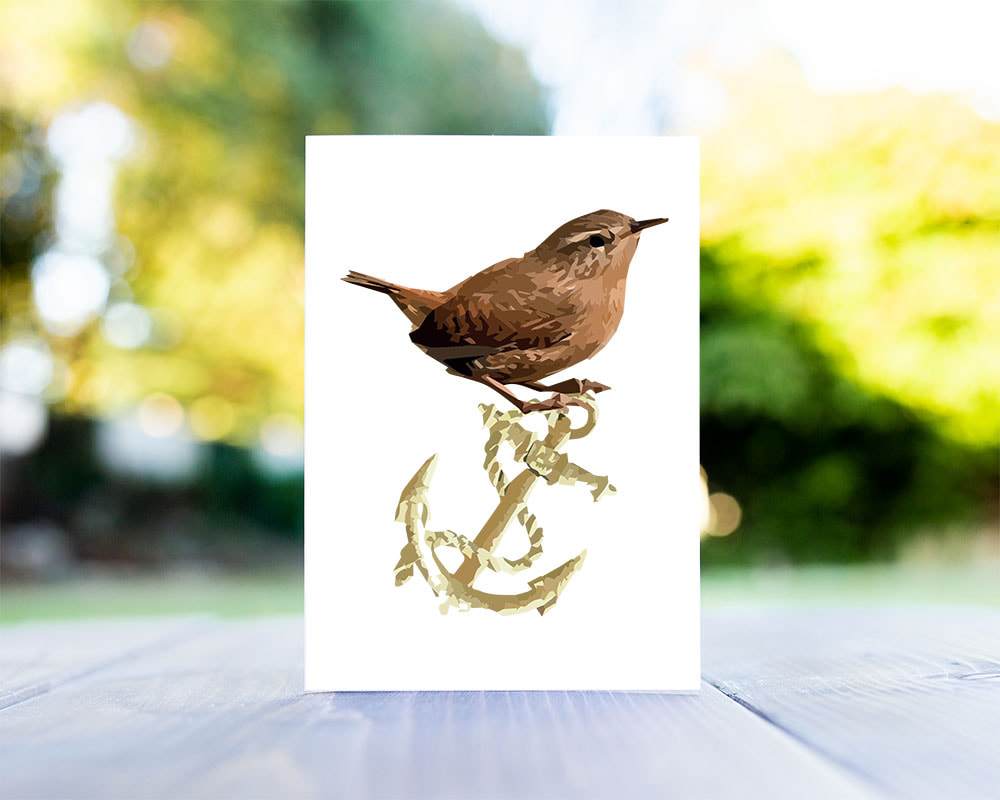 Wren & Anchor Christmas Card