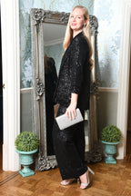 Yumi Black Sequin Blazer With Pockets