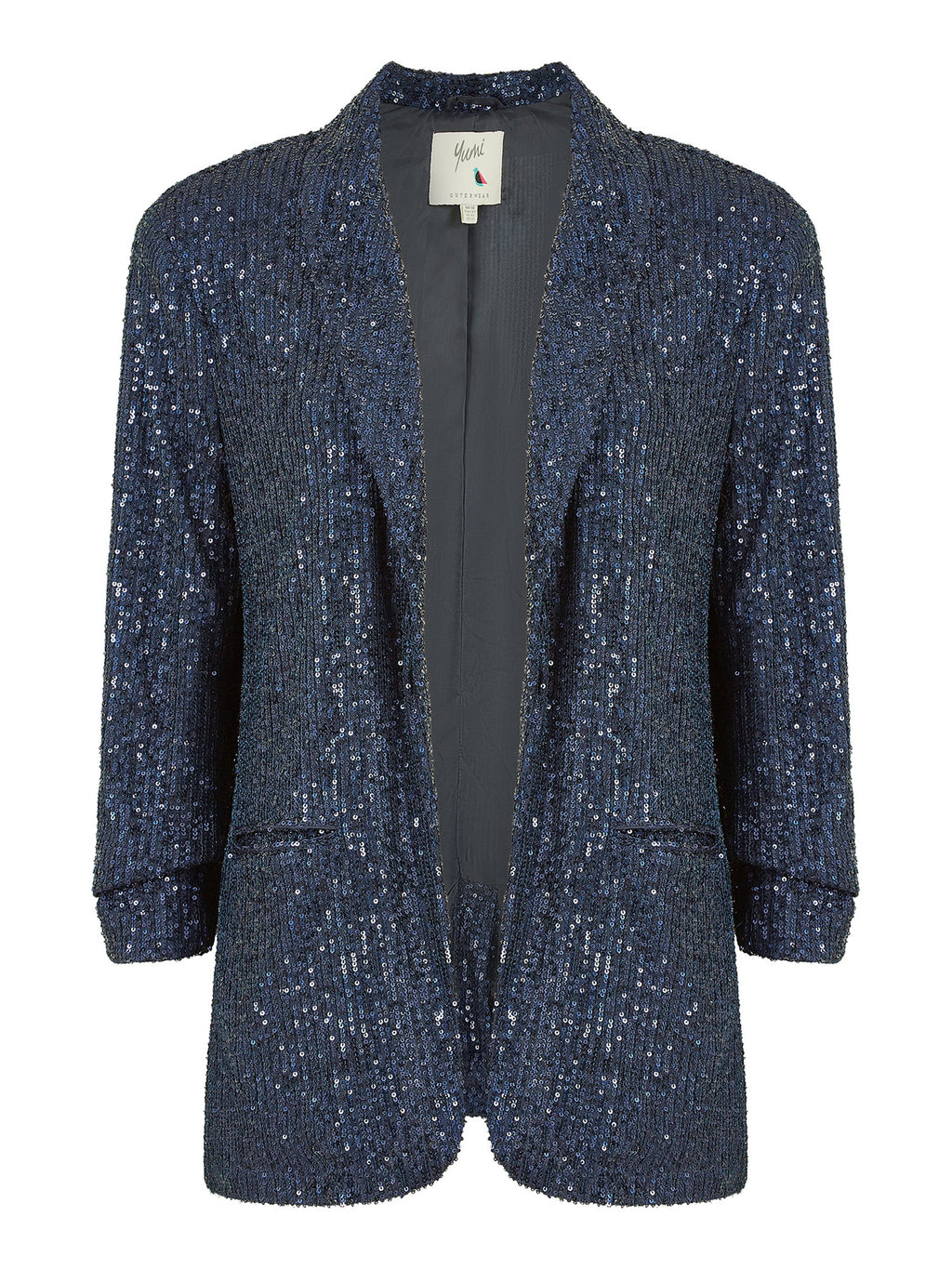 Yumi Navy Sequin Blazer With Pockets