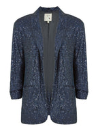Yumi Navy Sequin Blazer With Pockets