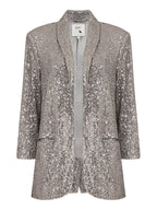 Silver Sequin Blazer With Pockets
